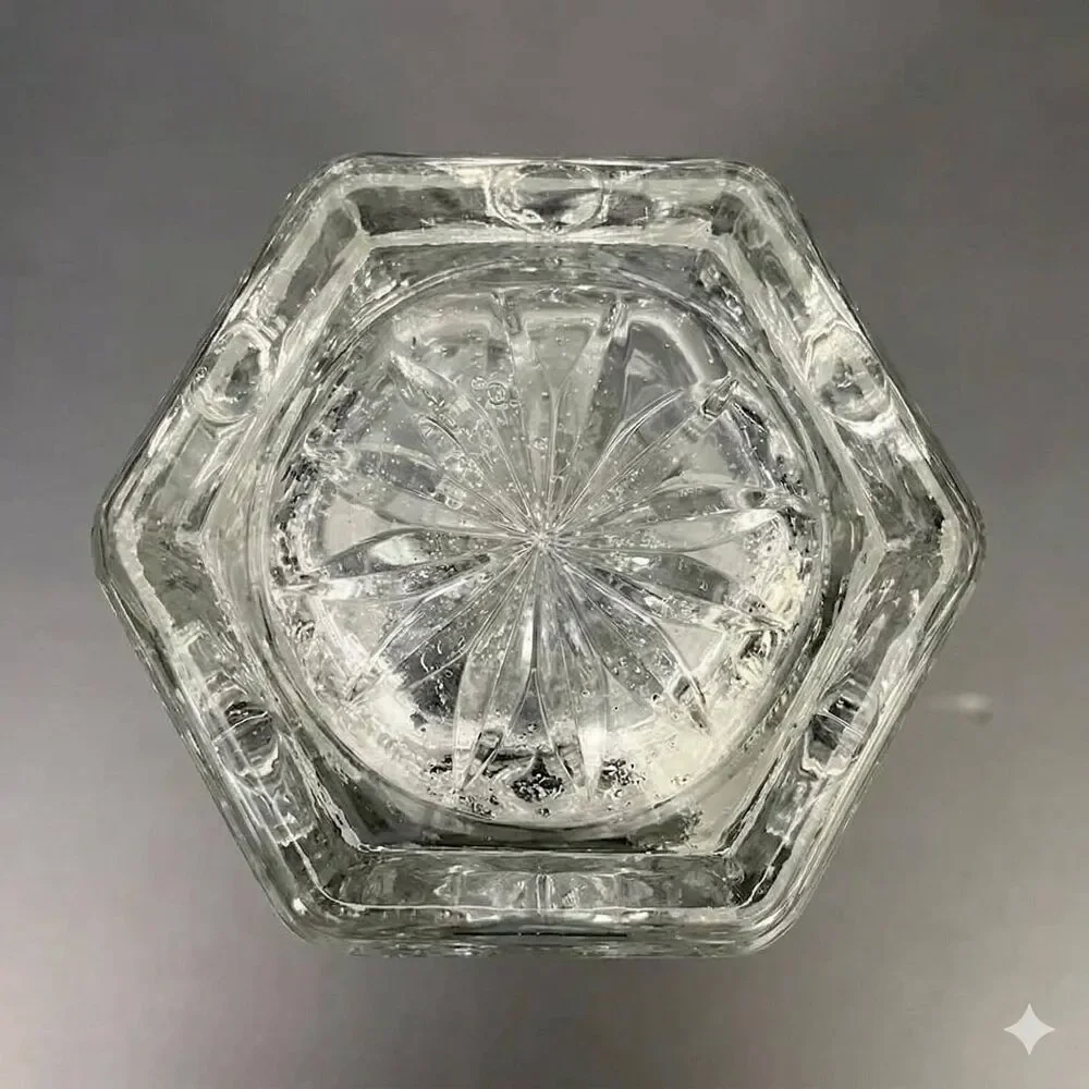 Vintage Heavy Cut Crystal Trumpet Vase Hexagon Starburst Base Scalloped Rim - Picture 3 of 5